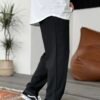 COTTON PLEATED TROUSERS - BLACK