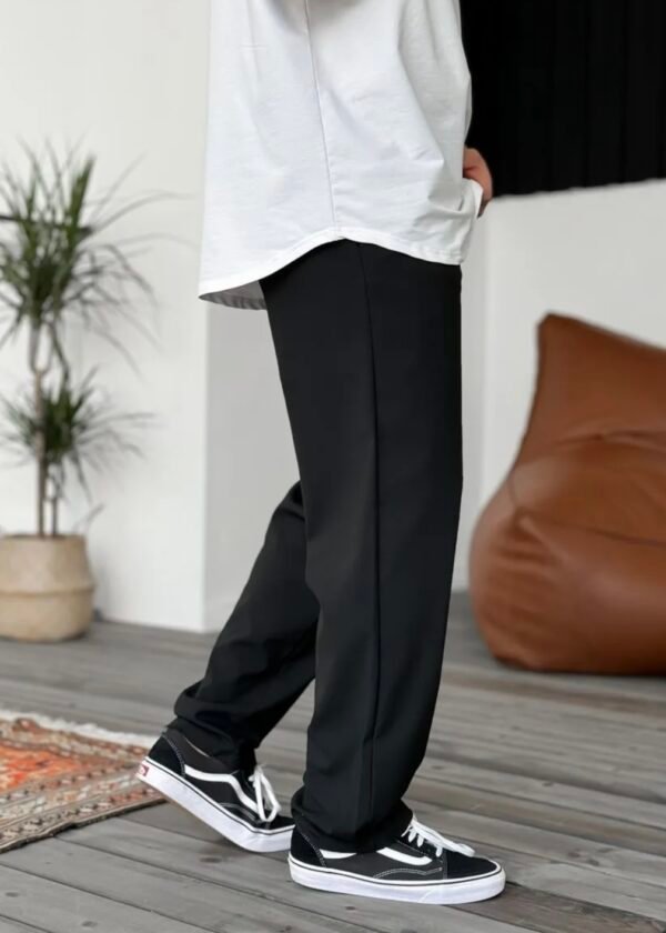 COTTON PLEATED TROUSERS - BLACK
