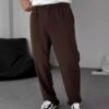 COTTON PLEATED TROUSERS - BROWN