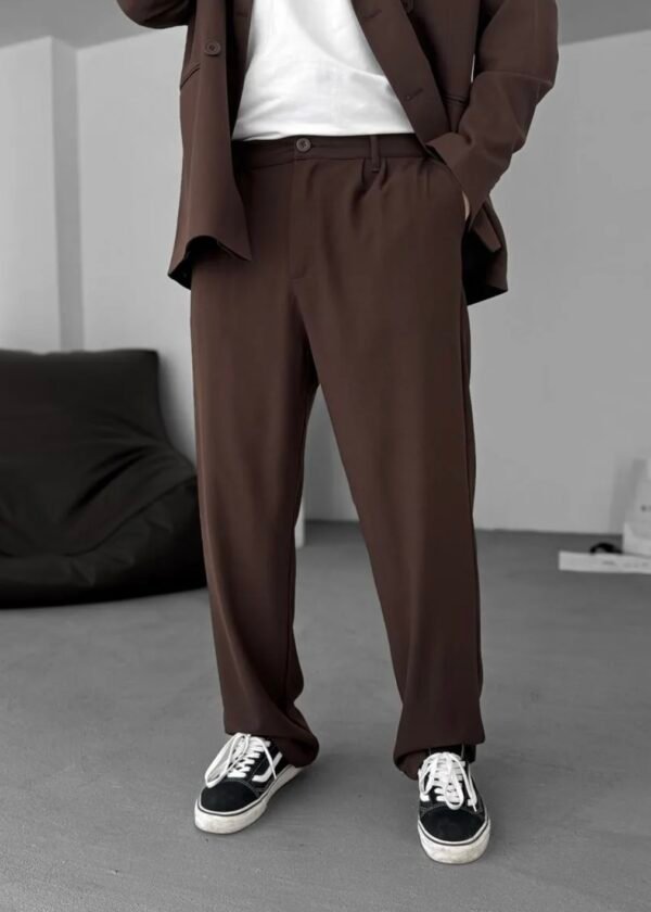 COTTON PLEATED TROUSERS - BROWN