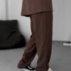 COTTON PLEATED TROUSERS - BROWN