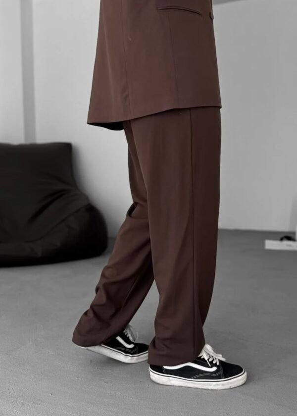 COTTON PLEATED TROUSERS - BROWN