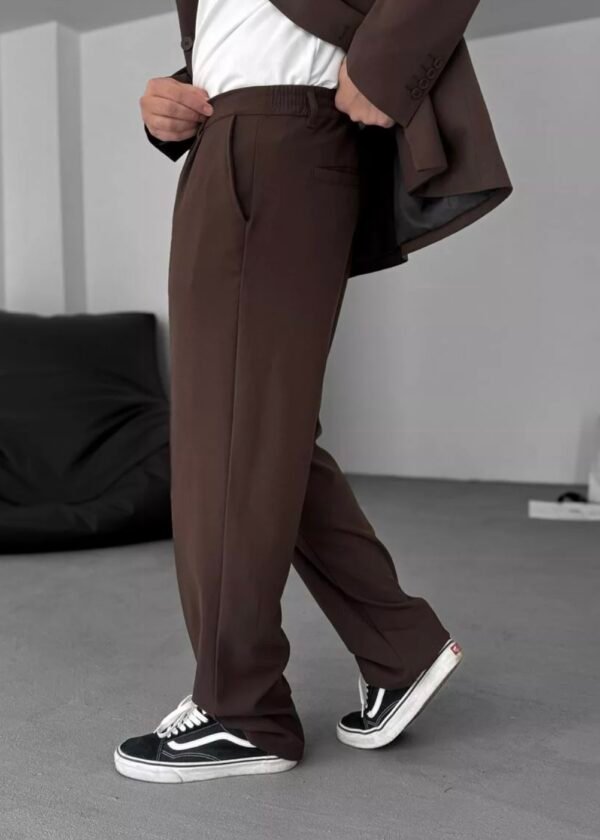 COTTON PLEATED TROUSERS - BROWN