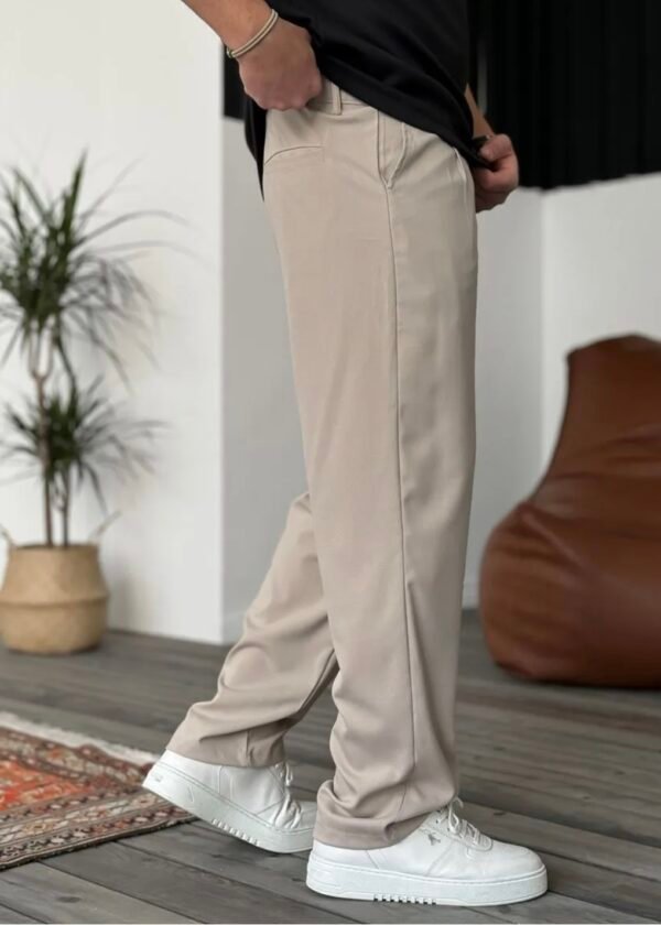 COTTON PLEATED TROUSERS - BEIGE