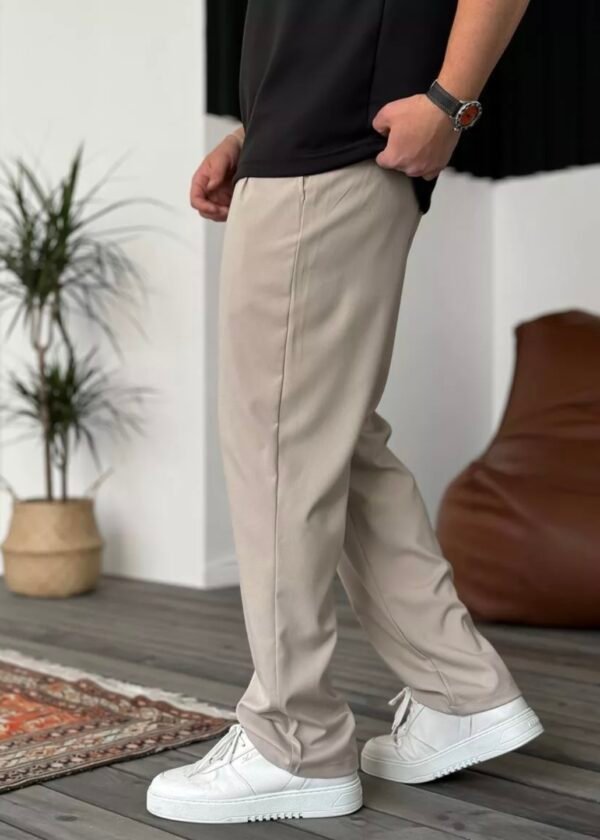 COTTON PLEATED TROUSERS - BEIGE