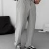 COTTON PLEATED TROUSERS - GREY