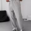 COTTON PLEATED TROUSERS - GREY