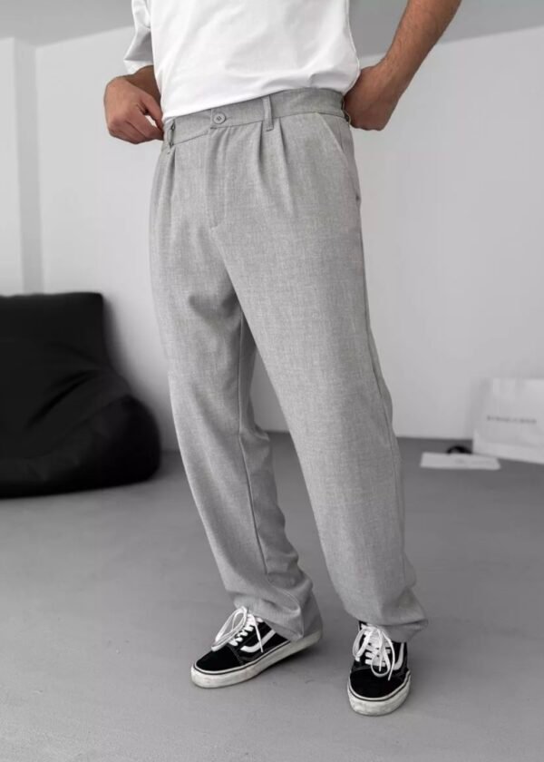 COTTON PLEATED TROUSERS - GREY