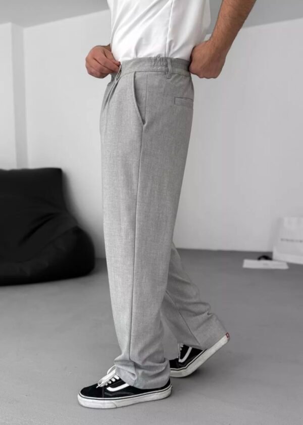 COTTON PLEATED TROUSERS - GREY