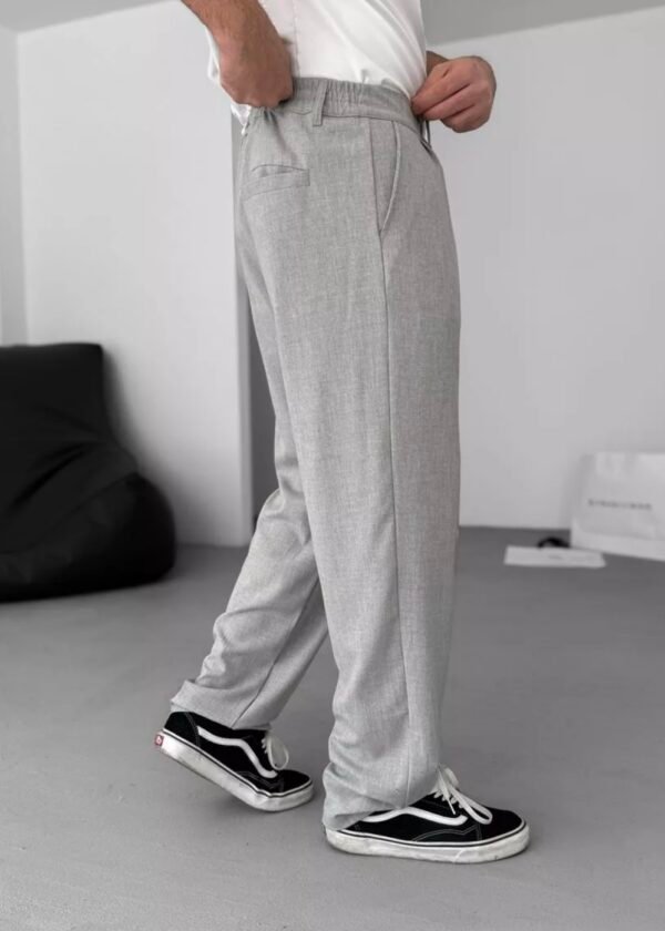COTTON PLEATED TROUSERS - GREY