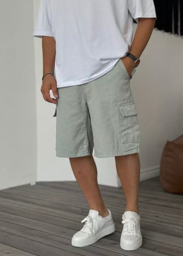 CARGO SHORT JEANS - MINT GREEN