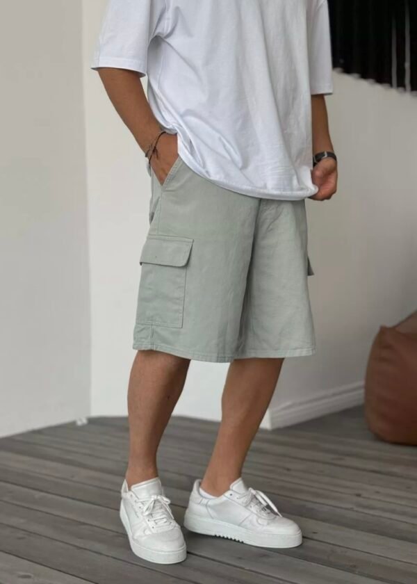 CARGO SHORT JEANS - MINT GREEN