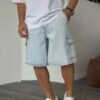 CARGO SHORT JEANS - ICE BLUE