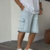 CARGO SHORT JEANS - ICE BLUE