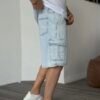 CARGO SHORT JEANS - ICE BLUE