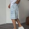 CARGO SHORT JEANS - ICE BLUE