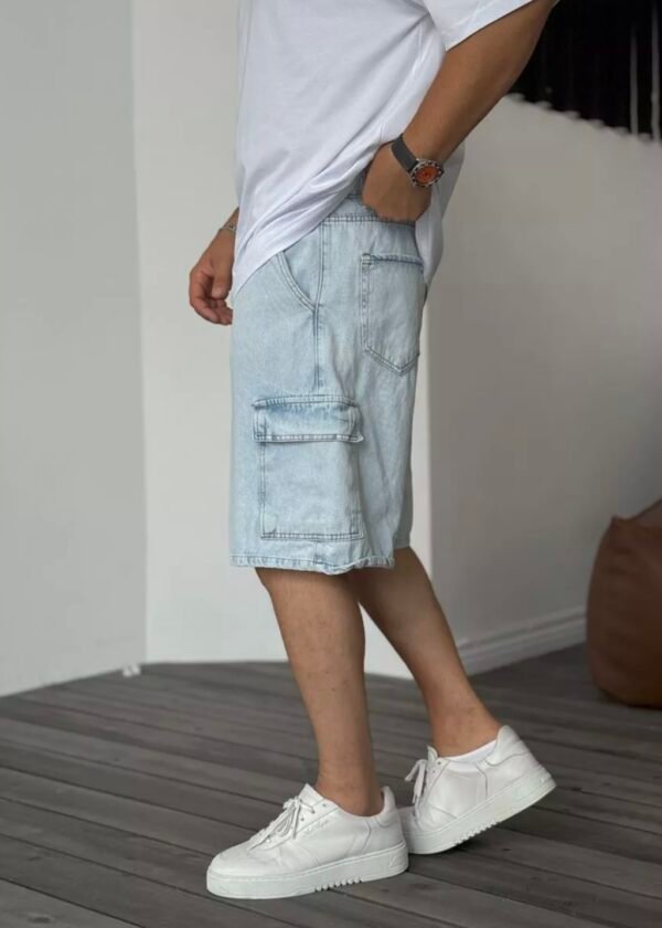 CARGO SHORT JEANS - ICE BLUE