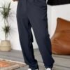 COTTON PLEATED TROUSERS - NAVY