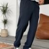 COTTON PLEATED TROUSERS - NAVY