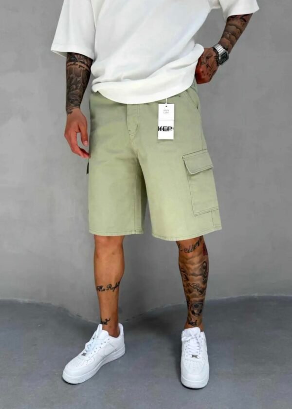 CARGO SHORT JEANS - SERENE GREEN