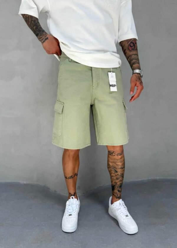 CARGO SHORT JEANS - SERENE GREEN