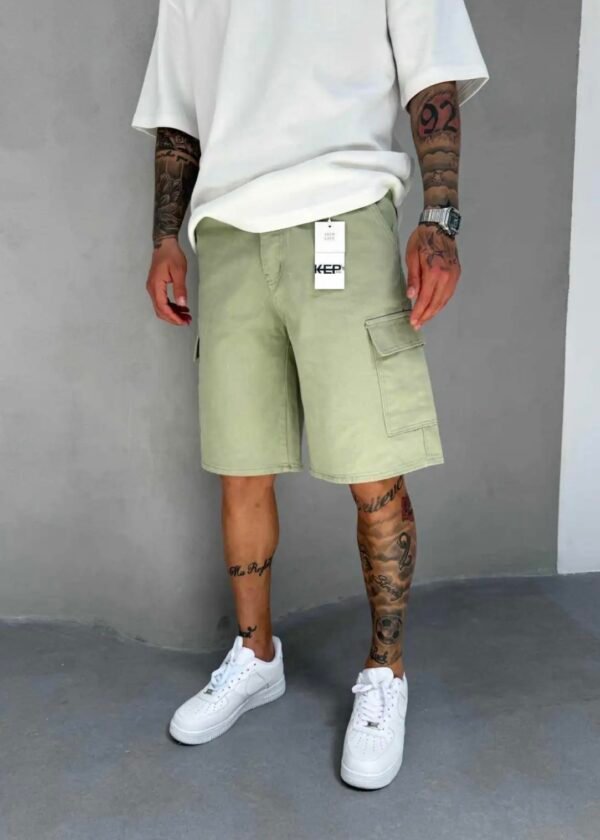 CARGO SHORT JEANS - SERENE GREEN