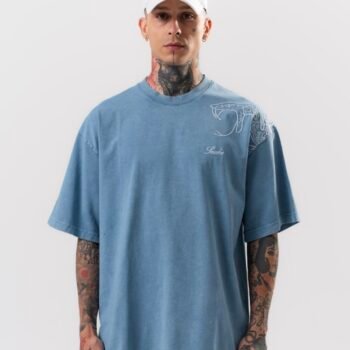 SNAKE WASHED T-SHIRT - BLUE