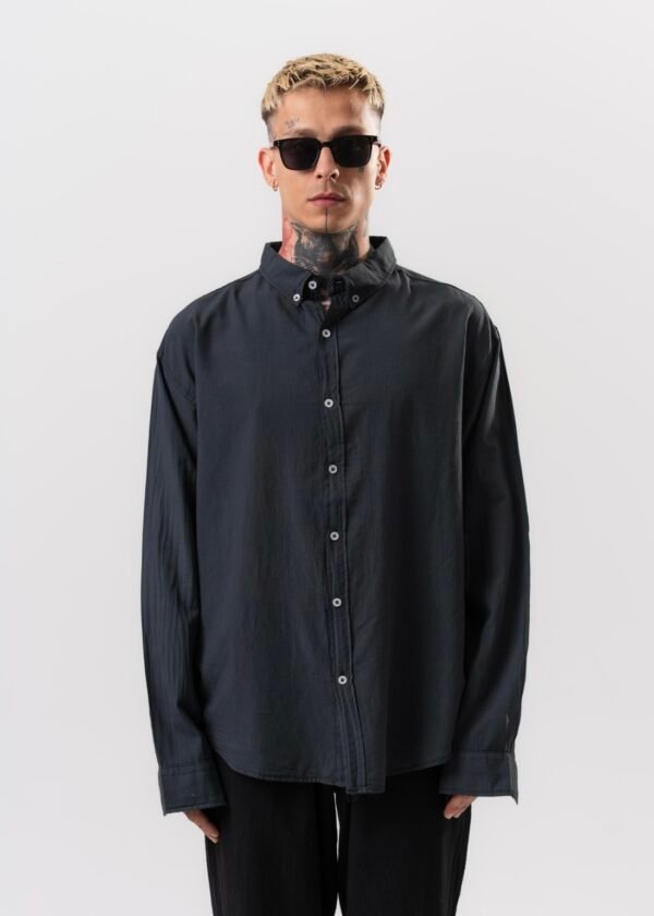LINEN - COTTON SHIRT - BLACK