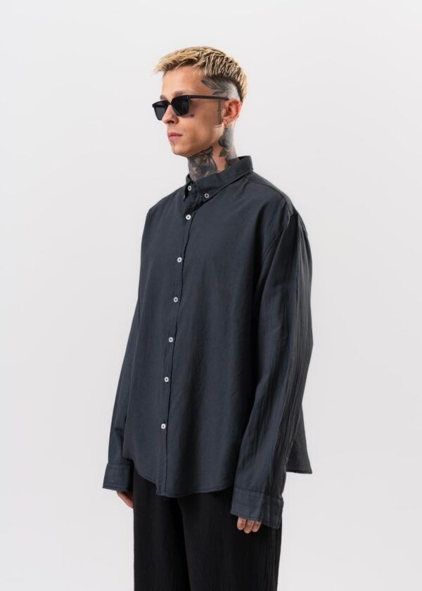 LINEN - COTTON SHIRT - BLACK