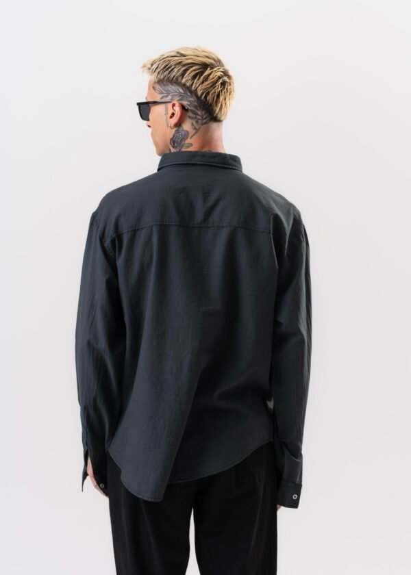 LINEN - COTTON SHIRT - BLACK
