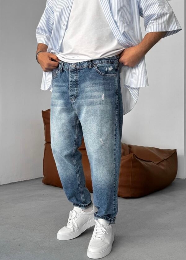 BOYFRIEND RIPPED JEANS - STONE WASH