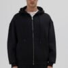 ESSENTIAL ZIPPER HOODIE - BLACK