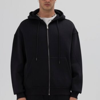 IMG_8611 ESSENTIAL ZIPPER HOODIE - BLACK