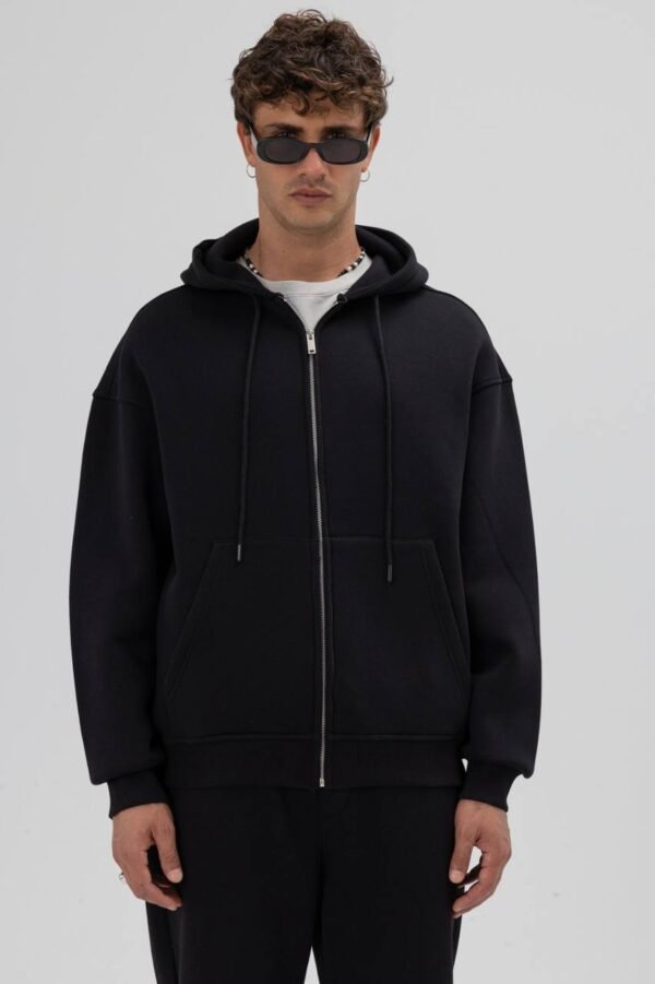 ESSENTIAL ZIPPER HOODIE - BLACK