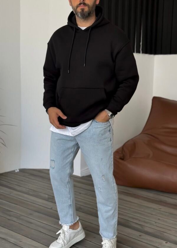 UNLINED ESSENTIAL HOODIE - BLACK