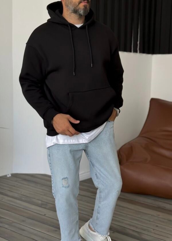 UNLINED ESSENTIAL HOODIE - BLACK