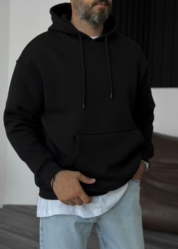 UNLINED ESSENTIAL HOODIE - BLACK