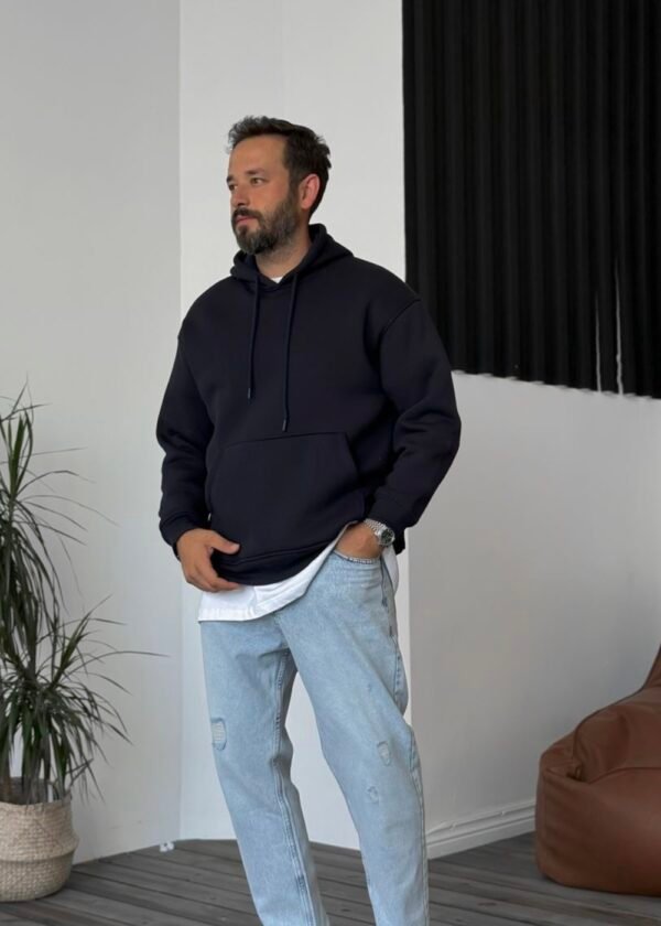 UNLINED ESSENTIAL HOODIE - NAVY