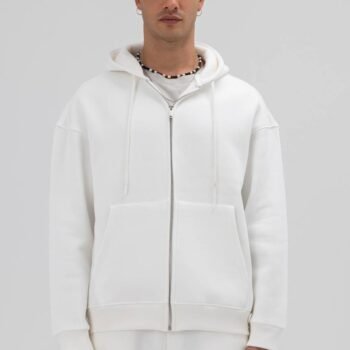 IMG_9392 ESSENTIAL ZIPPER HOODIE - WHITE