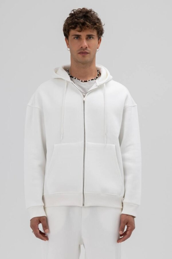 ESSENTIAL ZIPPER HOODIE - WHITE