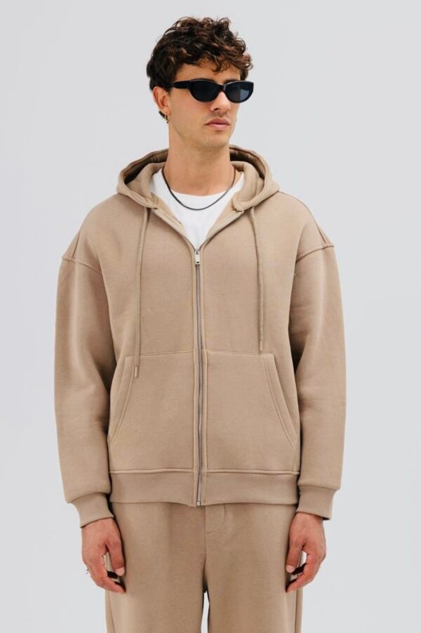 ESSENTIAL ZIPPER HOODIE - BEIGE