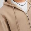 ESSENTIAL ZIPPER HOODIE - BEIGE