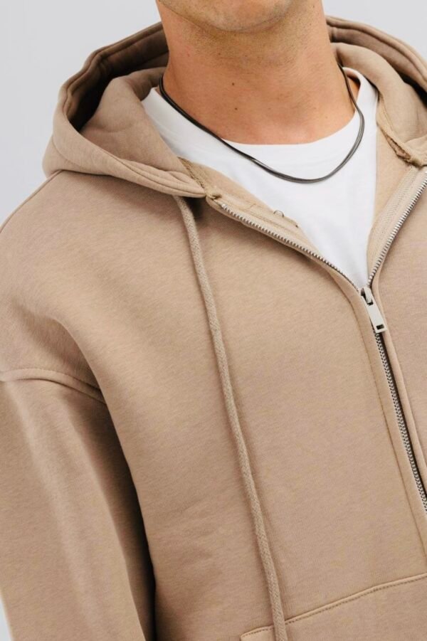 ESSENTIAL ZIPPER HOODIE - BEIGE