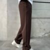 HEAVY COTTON PLEATED TROUSERS - BROWN
