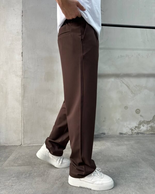 HEAVY COTTON PLEATED TROUSERS - BROWN