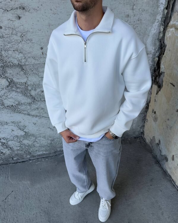 ESSENTIAL QUARTER ZIPPER - WHITE