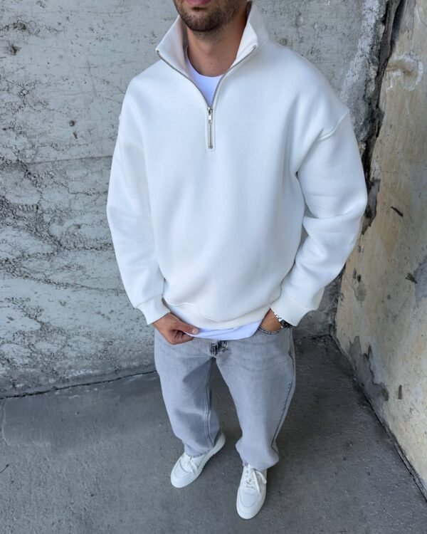 ESSENTIAL QUARTER ZIPPER - WHITE