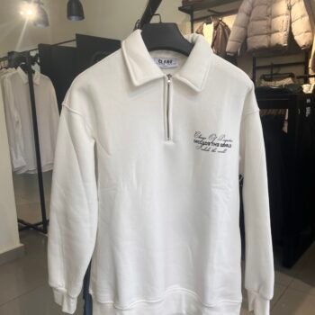 IMG_9133 SILENCE HALF ZIPPER SWEATSHIRT - WHITE