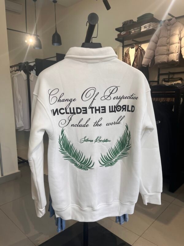 SILENCE HALF ZIPPER SWEATSHIRT - WHITE