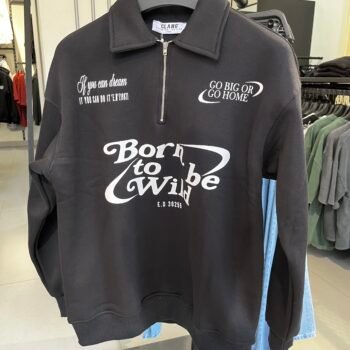 GO BIG HALF ZIPPER SWEATSHIRT - BLACK